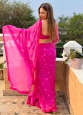 Embroidered Banglori Silk Pink Classic Designer Saree - 1