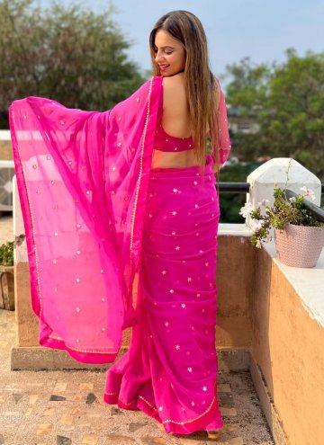 Embroidered Banglori Silk Pink Classic Designer Saree