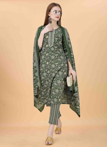 Embroidered Blended Cotton Green Trendy Salwar Suit