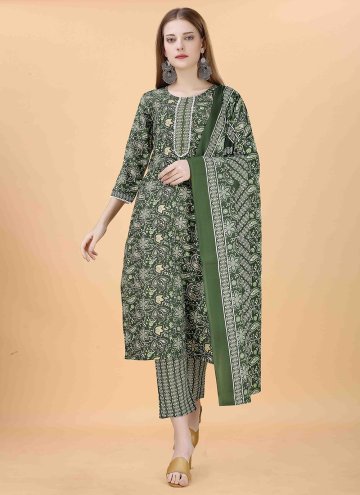 Embroidered Blended Cotton Green Trendy Salwar Suit