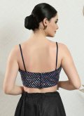 Embroidered Brocade Navy Blue - 1