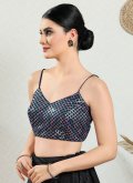 Embroidered Brocade Navy Blue - 2