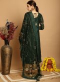 Embroidered Chanderi Green Palazzo Suit - 2