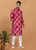 Embroidered Chanderi Multi Colour Kurta Pyjama - 3