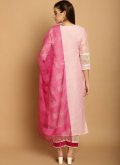 Embroidered Chanderi Pink Pant Style Suit - 2