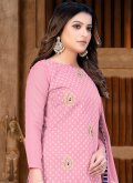 Embroidered Chanderi Pink Trendy Salwar Suit - 1