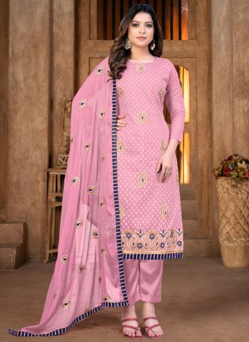 Embroidered Chanderi Pink Trendy Salwar Suit