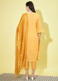 Embroidered Chanderi Yellow Salwar Suit - 2