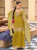 Embroidered Chinon Green Salwar Suit - 1