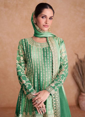 Embroidered Chinon Green Trendy Salwar Kameez