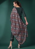 Embroidered Chinon Grey Straight Salwar Suit - 3