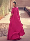 Embroidered Chinon Pink Designer Gown - 2