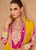 Embroidered Chinon Pink Palazzo Suit - 1