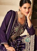 Embroidered Chinon Purple Trendy Salwar Suit - 1