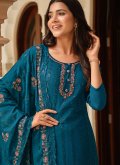 Embroidered Chinon Teal Trendy Salwar Kameez - 1