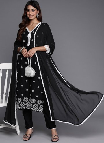 Embroidered Cotton  Black Salwar Suit