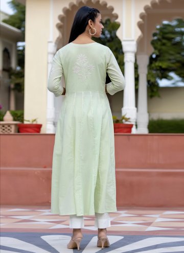 Embroidered Cotton  Green Casual Kurti