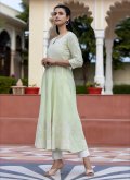 Embroidered Cotton  Green Casual Kurti - 3