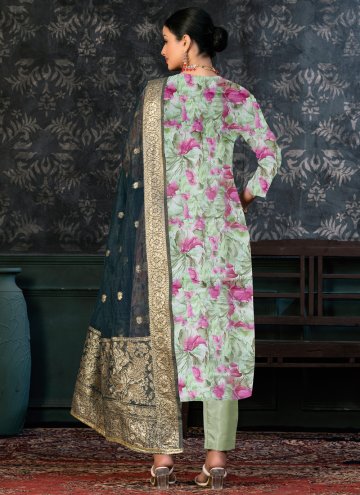Embroidered Cotton  Green Salwar Suit