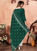 Embroidered Cotton  Green Straight Salwar Suit - 1