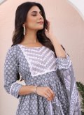 Embroidered Cotton  Grey Salwar Suit - 1