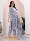 Embroidered Cotton  Grey Salwar Suit - 2