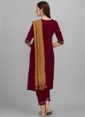 Embroidered Cotton  Maroon Salwar Suit - 2