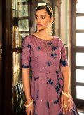 Embroidered Cotton  Mauve Gown - 2