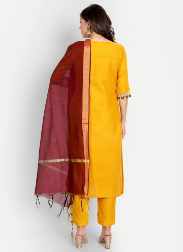 Embroidered Cotton  Mustard Salwar Suit