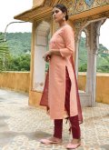 Embroidered Cotton  Peach Salwar Suit - 2