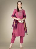 Embroidered Cotton  Pink Designer Salwar Kameez - 1