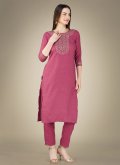 Embroidered Cotton  Pink Designer Salwar Kameez - 3