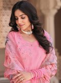 Embroidered Cotton  Pink Pant Style Suit - 3