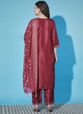 Embroidered Cotton  Red Salwar Suit - 1