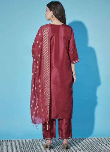 Embroidered Cotton  Red Salwar Suit