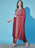 Embroidered Cotton  Red Salwar Suit - 2
