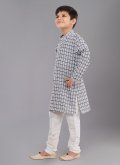 Embroidered Cotton Silk Grey Kurta Pyjama - 1
