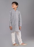 Embroidered Cotton Silk Grey Kurta Pyjama - 2