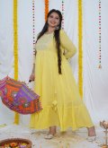 Embroidered Cotton  Yellow Designer Gown - 1