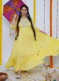 Embroidered Cotton  Yellow Designer Gown - 2