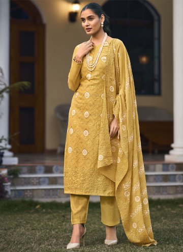 Embroidered Cotton  Yellow Trendy Salwar Kameez