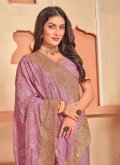 Embroidered Crepe Silk Pink Contemporary Saree - 1