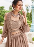Embroidered Faux Georgette Brown Readymade Lehenga Choli - 2
