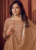 Embroidered Faux Georgette Cream Designer Pakistani Salwar Suit - 1