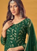 Embroidered Faux Georgette Green Salwar Suit - 1