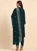 Embroidered Faux Georgette Green Trendy Salwar Suit - 2