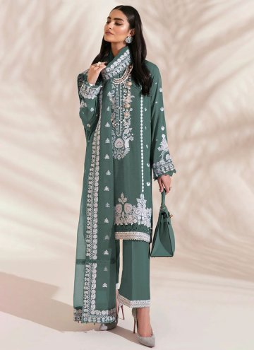 Embroidered Faux Georgette Green Trendy Salwar Suit