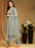 Embroidered Faux Georgette Grey Trendy Salwar Suit - 2