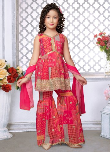 Embroidered Faux Georgette Pink Salwar Suit