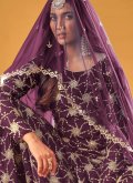Embroidered Faux Georgette Purple Salwar Suit - 2